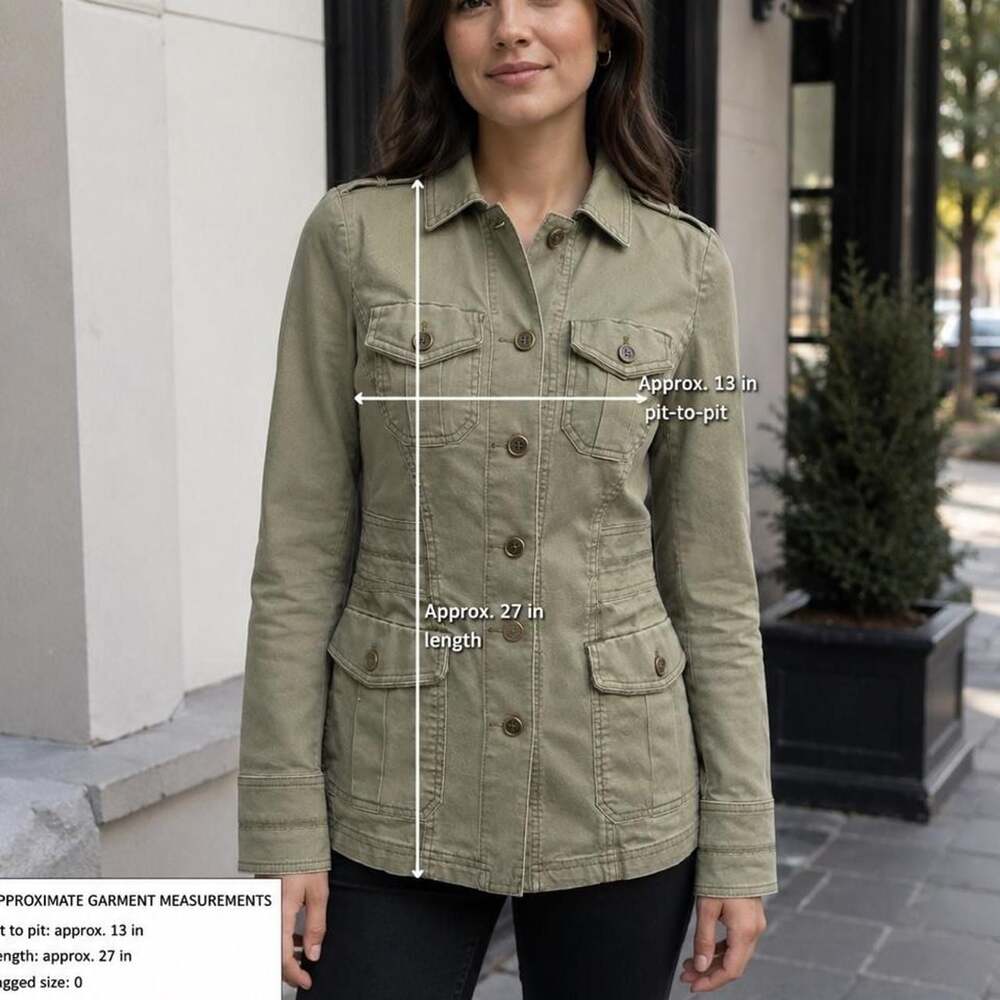 White House Black Market Olive Military Utility Jacket